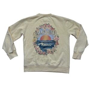 Billabong Butter Yellow California Coastal beachy crewneck‎ sweatshirt small